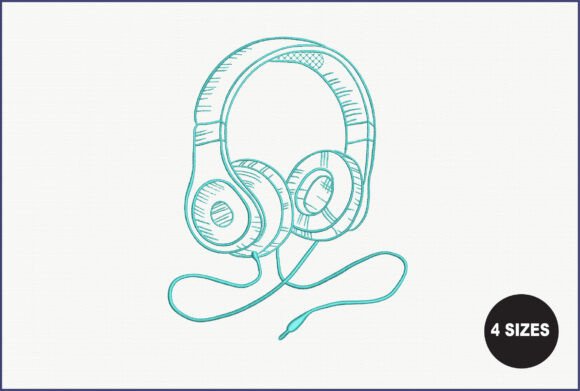 Headphone Embroidery Design