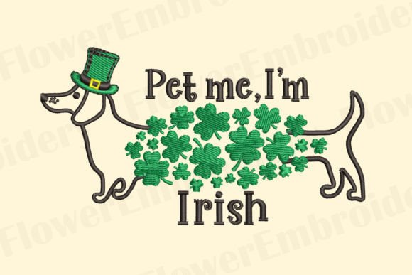 St. Patrick's Day Embroidery Daschund Dog